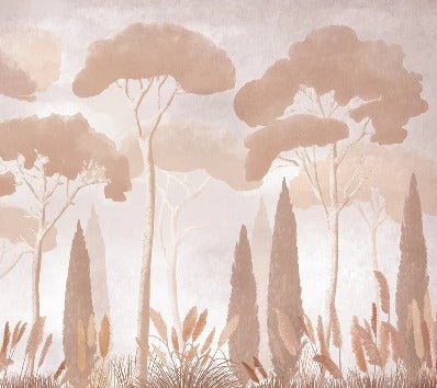 Papier peint sépia cyprès pins, XXL, tendance