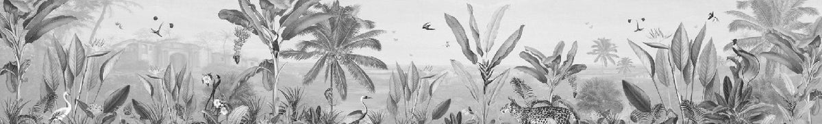 Tapete Tropical Mirage schwarz-weiß