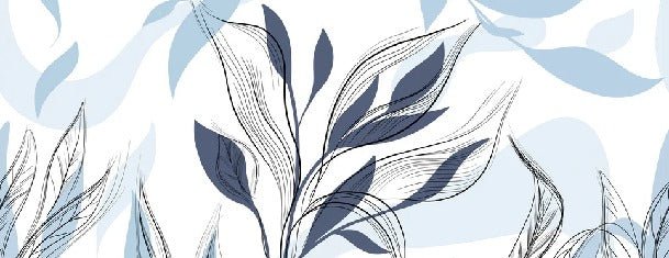 Tapete Blume Grafik blau
