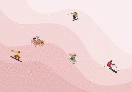 Kindertapete Skifahrer rosa