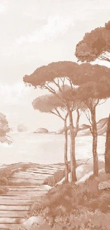 Papier peint balade dans les calanques terracotta, XXL, tendance