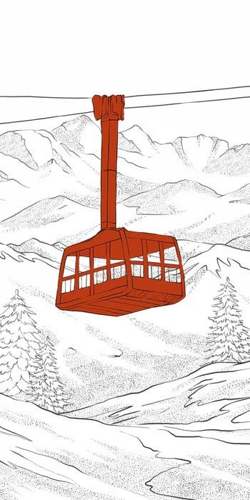 Tapete La Plagne Gondelbahn rot