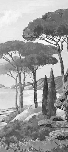 Papier peint balade dans les calanques noir et blanc, XXL, tendance