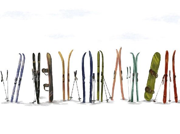 Papier peint panoramique skis colorés, XXL, tendance