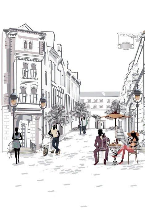 Papier peint restaurant balade parisienne, XXL, tendance