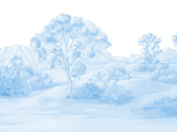 Tapete Poetische Landschaft blau
