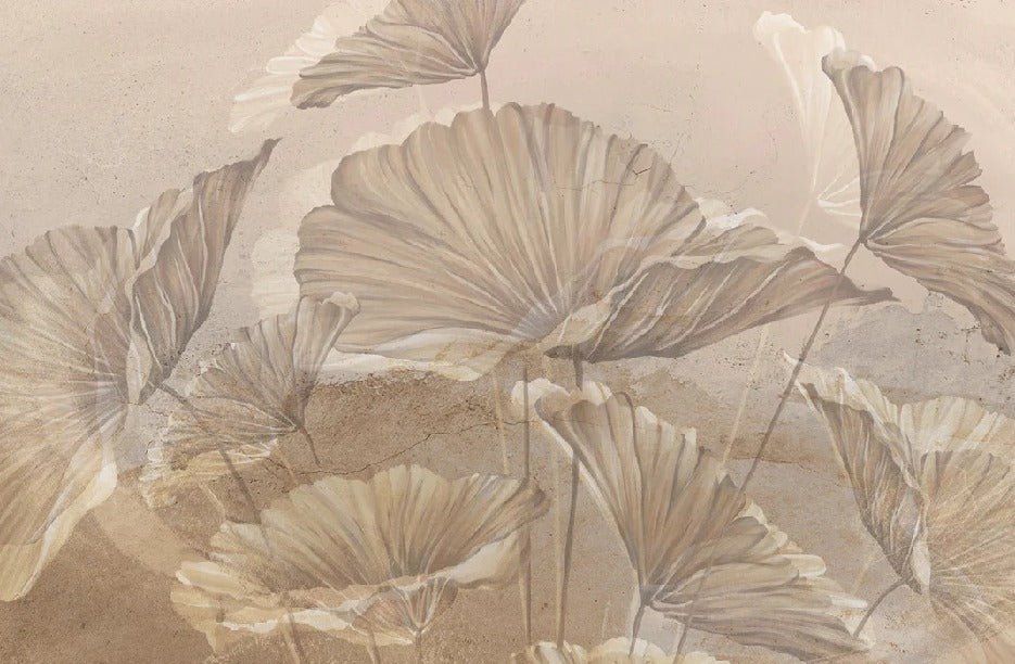 Panorama-Tapete Lotus Sepia