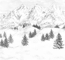 Papier peint montagne sommets de Chamonix, XXL, tendance