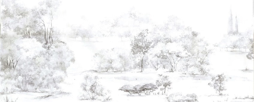 Tapete Kiefernwald Aquarell