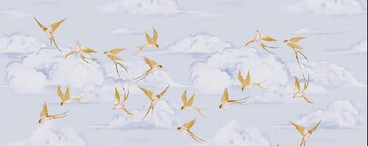 Tapete Poetische Wolke Vogel Gold
