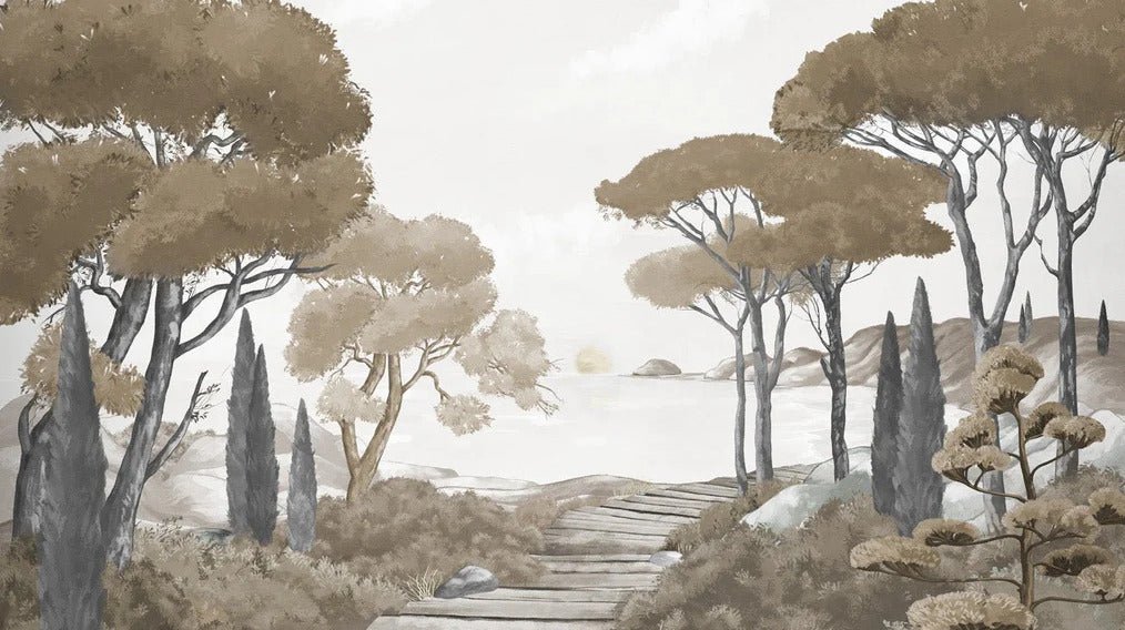 Papier peint balade dans les calanques brun, XXL, tendance