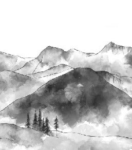 Tapete Bergkette der Aravis schwarz und weiß