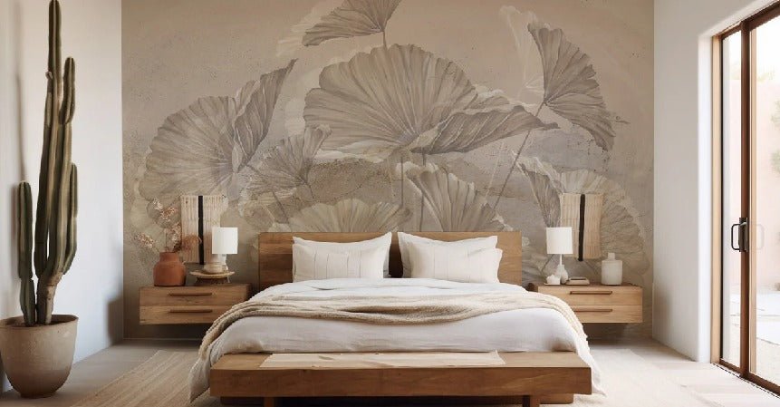 Papier peint panoramique lotus sepia, XXL, tendance