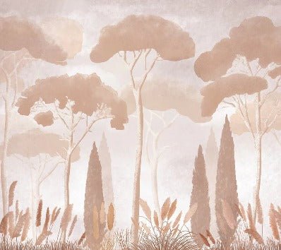 Papier peint sépia cyprès pins, XXL, tendance