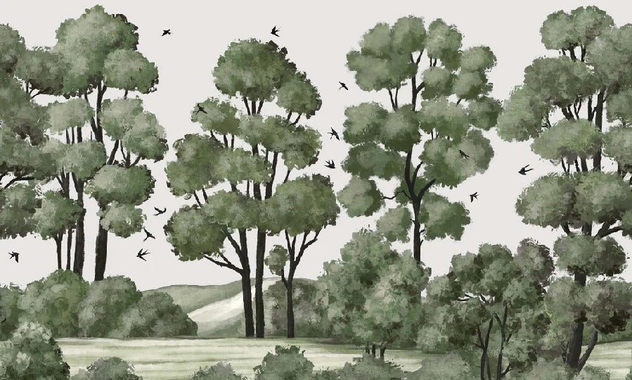 Papier peint paysage rivière forêt vert, XXL, tendance