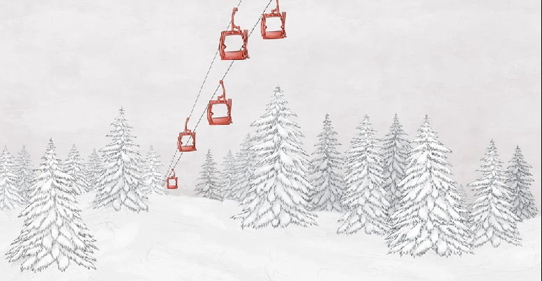 Papier peint montagne télécabine rouge, XXL, tendance