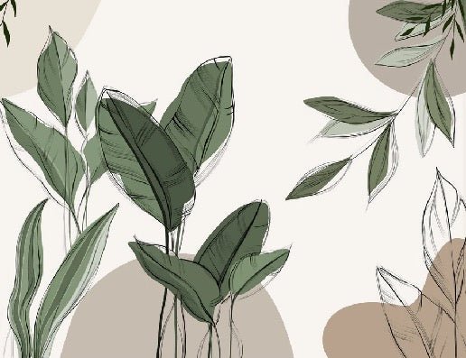 Panorama-Tapete Vegetal Graphic Taupe