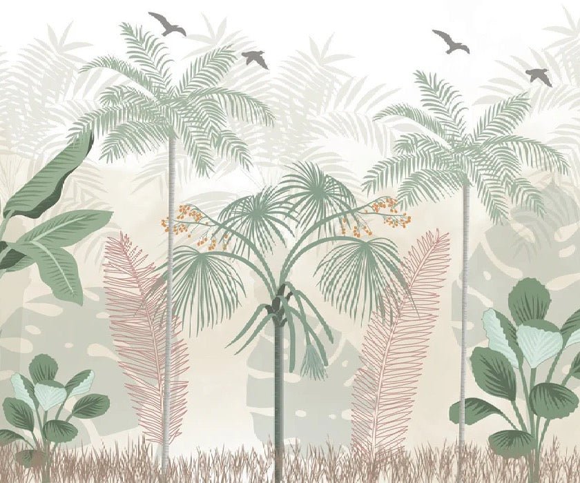 Papier peint panoramique jungle pastel, XXL, tendance