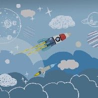 Kindertapete Rakete Weltraum