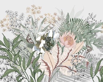 Panorama-Tapete floral botanic