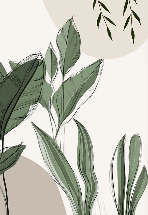 Panorama-Tapete Vegetal Graphic Taupe