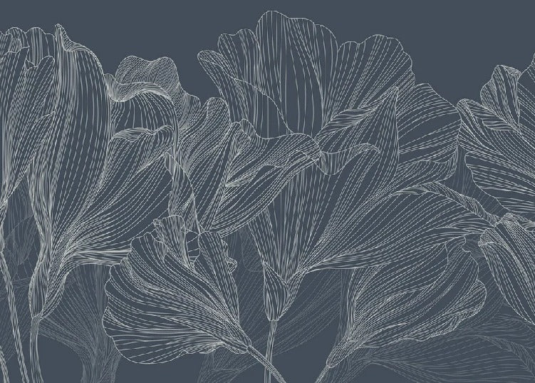 Papier peint panoramique valse des fleurs bleu, XXL, tendance