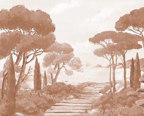 Papier peint balade dans les calanques terracotta, XXL, tendance