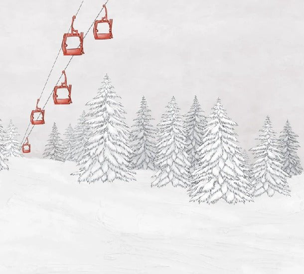 Papier peint montagne télécabine rouge, XXL, tendance