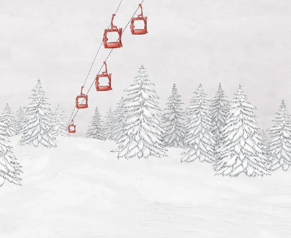 Papier peint montagne télécabine rouge, XXL, tendance