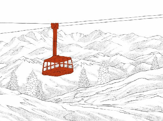 Papier peint La Plagne télécabine rouge, XXL, tendance