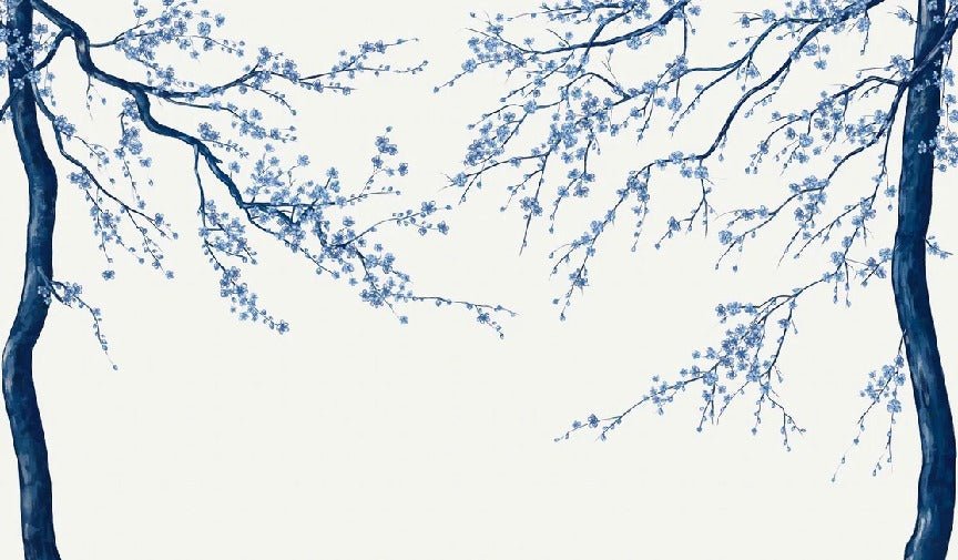 Panorama-Tapete Sakura-Blume weiß