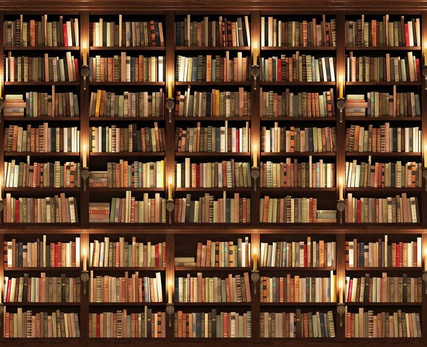 Papier peint trompe l'oeil Authentique Bibliothèque, XXL, tendance