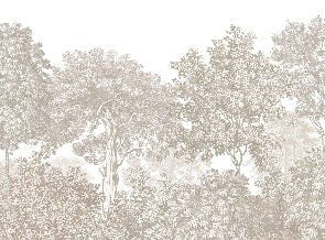 Tapete Landschaft Wald Ätzen beige
