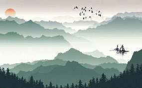 Papier peint montagne et voile sur le lac, XXL, tendance