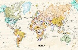 Papier peint original carte du monde, XXL, tendance