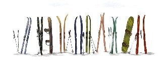 Papier peint panoramique skis colorés, XXL, tendance