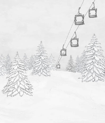 Tapete Berg Gondelbahn schwarz & weiß