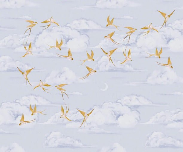 Tapete Poetische Wolke Vogel Gold