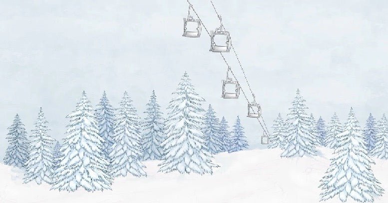 Papier peint montagnes télécabine bleu, XXL, tendance