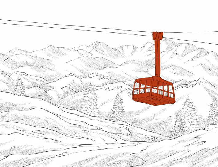 Papier peint La Plagne télécabine rouge, XXL, tendance