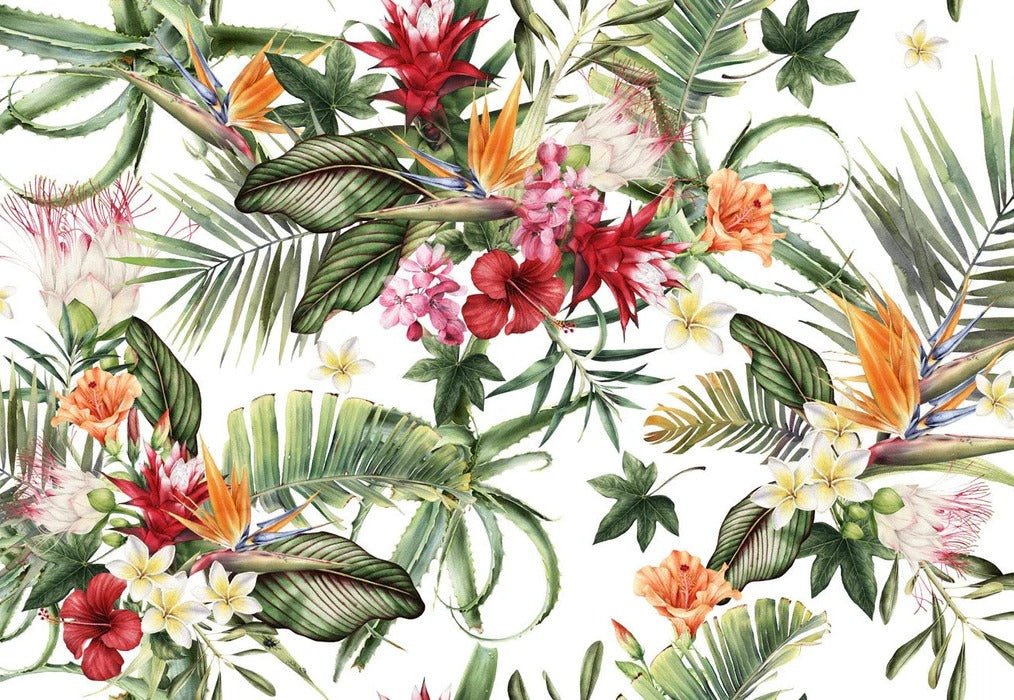 Tropische Tapete & Bunte Blumen
