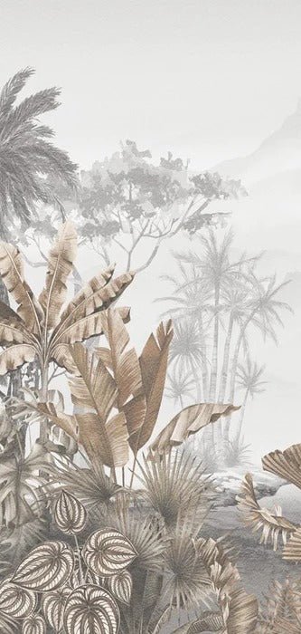 Papier peint wc tendance tropical sépia, mural concept, tendance