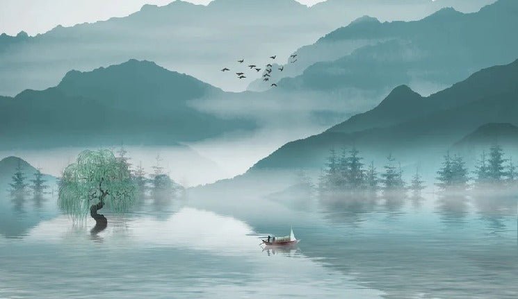 Papier peint entre montagne et lac, XXL, tendance
