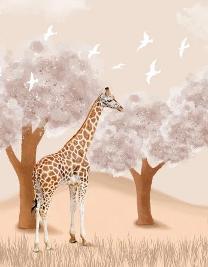 Tapete Kinderzimmer Giraffe in der Savanne