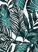Papier peint intissé feuille couleur bleu paon, XXL, tendance