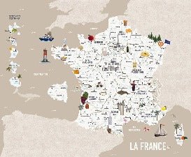 Tapete Karte von Frankreich Kind beige