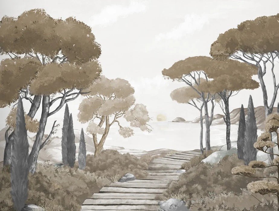 Papier peint balade dans les calanques brun, XXL, tendance