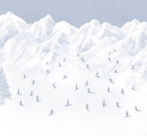 Tapete Berg Skifahrer blau