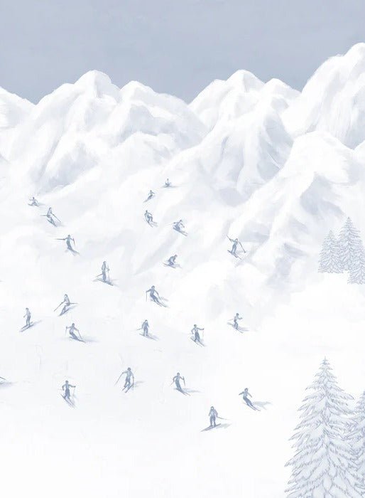 Tapete Berg Skifahrer blau