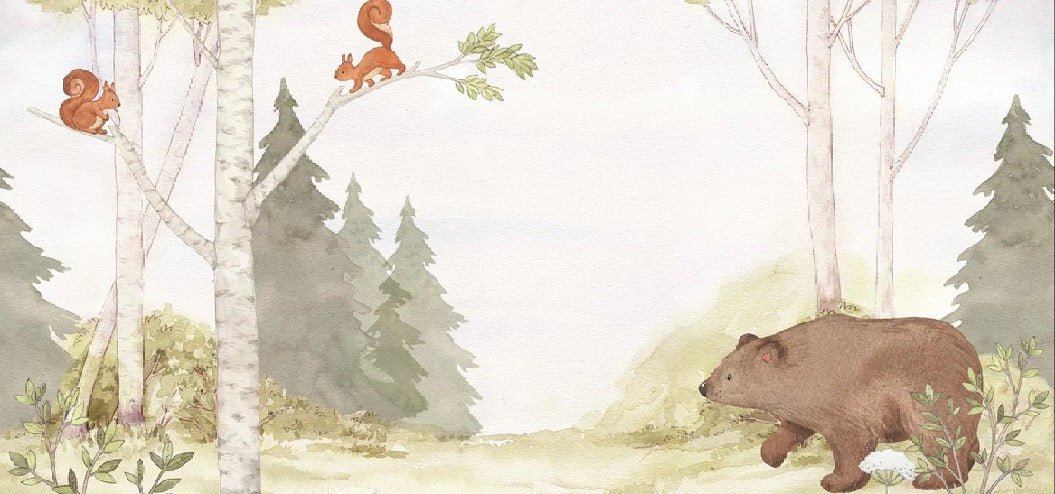 Tapete Kind zärtlich Bär im Wald